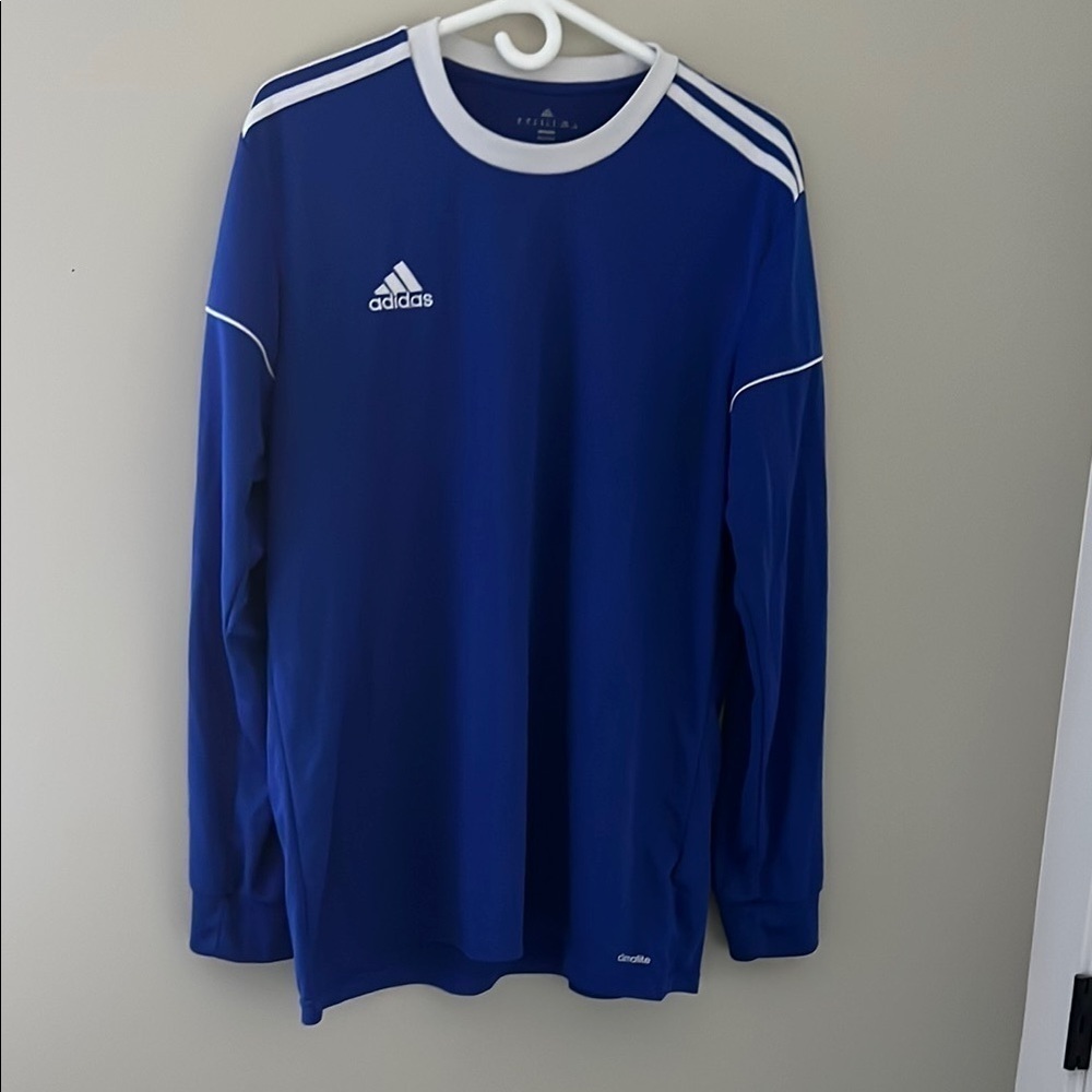 Adidas Climalite Long Sleeve Soccer Jersey Blue White XL